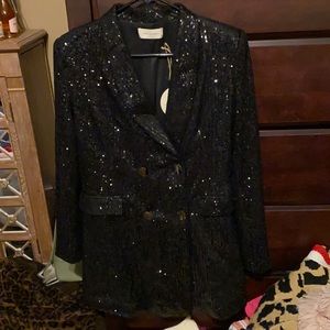 Black Sequin Blazer Dress
